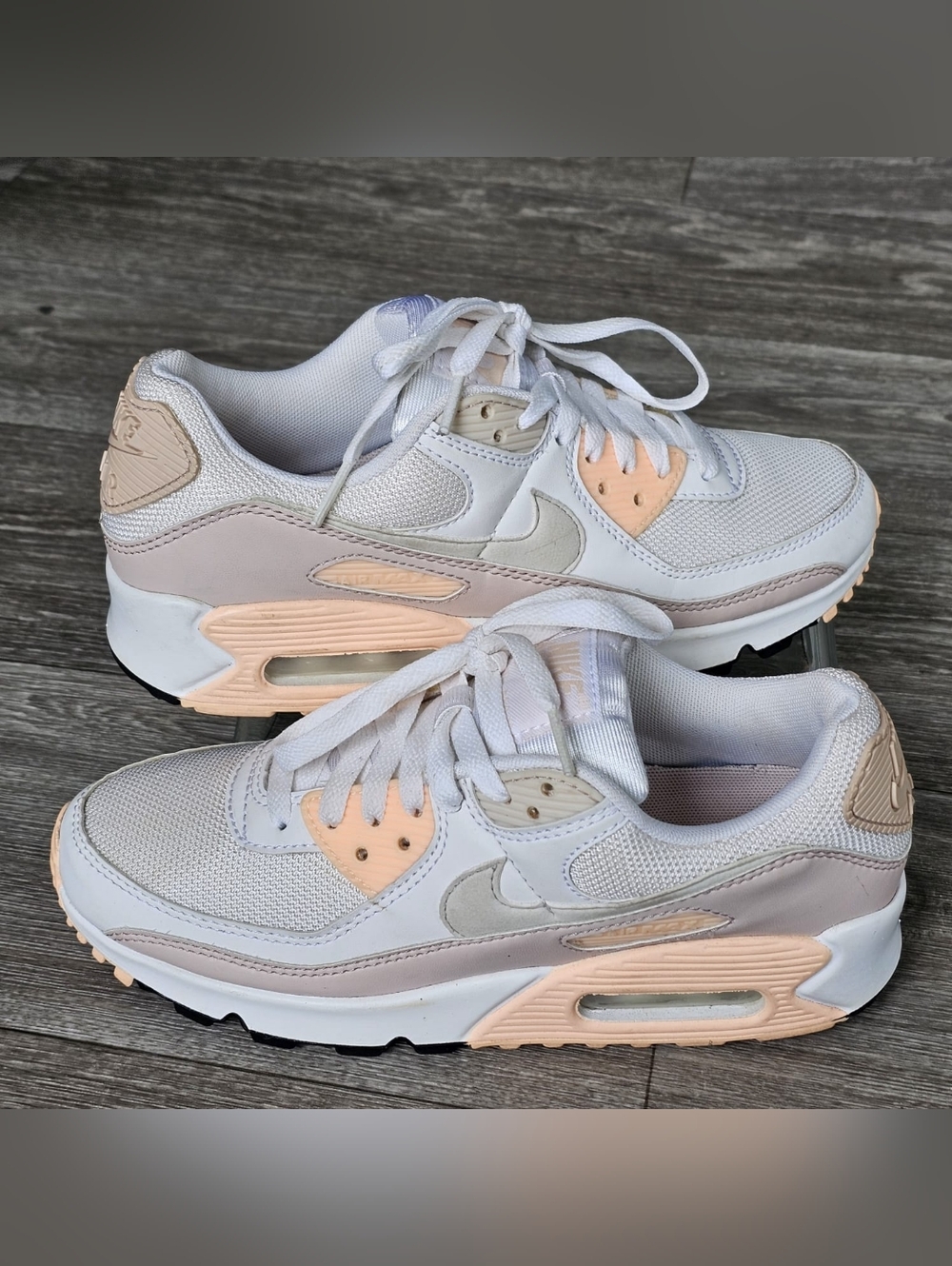 Nike Air Max 90 White Pink Washed Coral Barely Rose Women’s Size 7 Sneakers - Picture 2 of 9